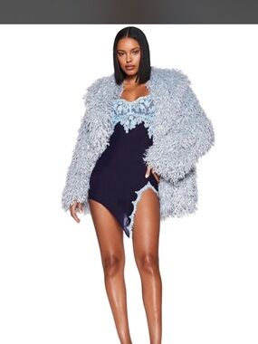 I.AM.GIA Blue Araminta Faux Fur Shag Coat